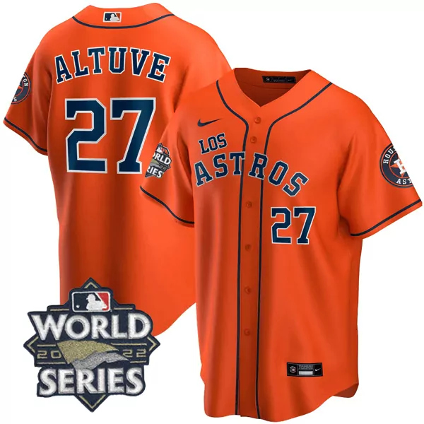 Altuve 27 Houston Astros Jersey Orange World Series 2022 Men Navy Blue Heritage All