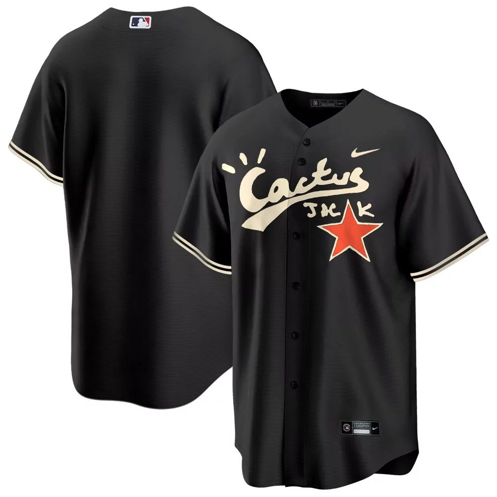 Kyle Tucker Cactus Jack Jersey Black Men Cream Red Cool Base v2 Stitched