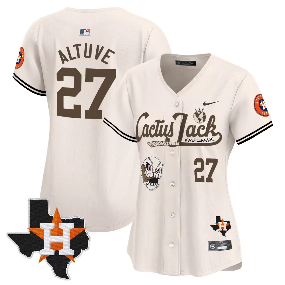 Altuve 27 Houston Astros Jersey Cream Cactus Jack Foundation Fall Classic Star Men