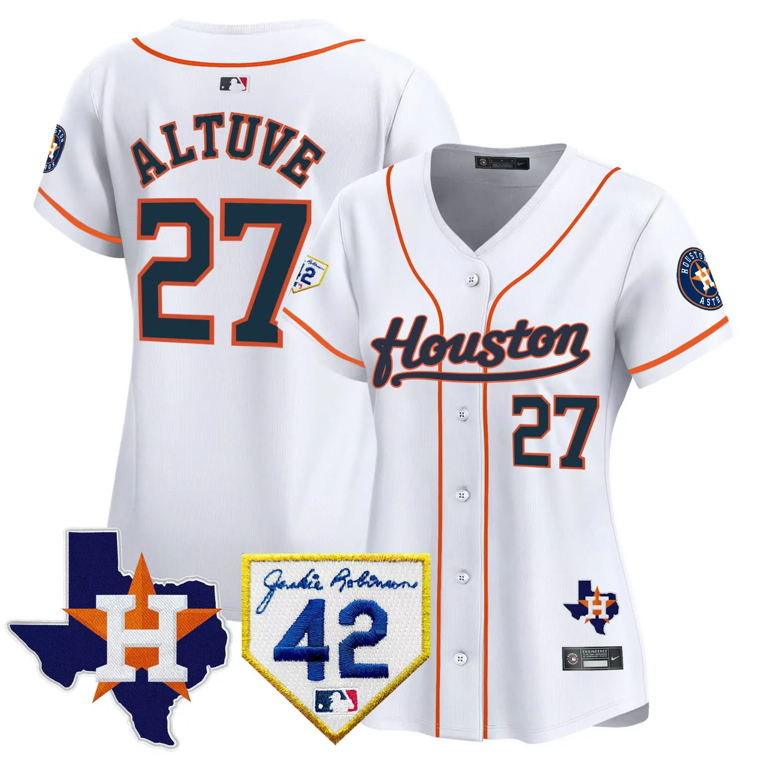 Jose Altuve 27 Houston Astros Jersey White City Connect Jackie Robinson 42 Texas