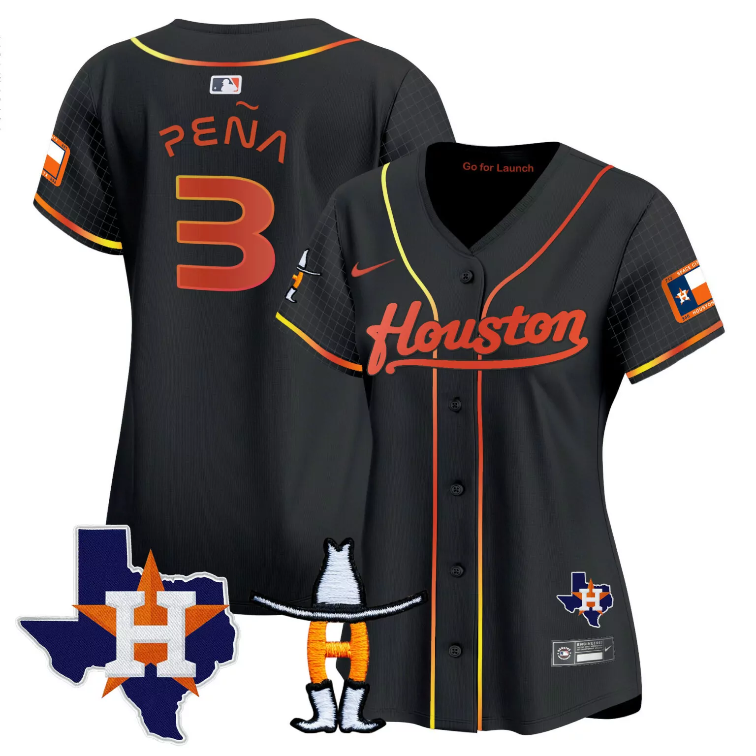 Jeremy Pena 3 Houston Astros Jersey Black Space City Star Go Launch Men Alternate