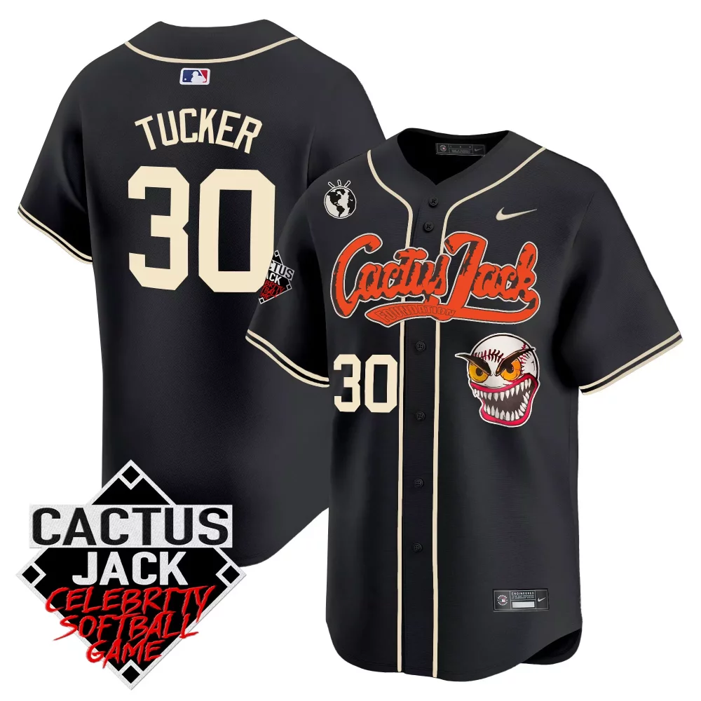Kyle Tucker 30 Cactus Jack Jersey Black Celebrity Softball Game World Men Cream Orange