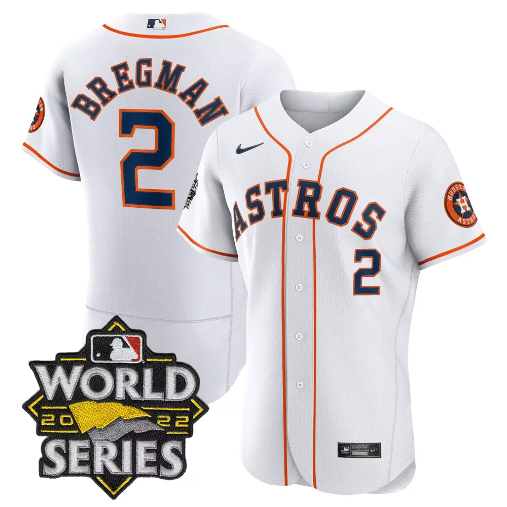 Alex Bregman 2 Astros Jersey White World Series 2022 Men Navy Orange Cool All Stitched