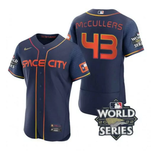 Lance Mccullers 43 Houston Astros Jersey Navy Blue Space City World Series 2022 Men