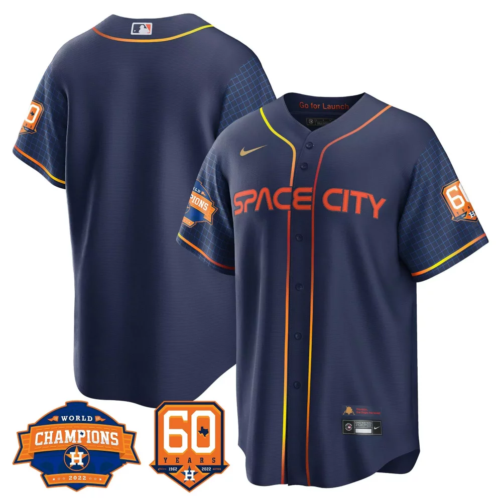 Justin Verlander 60 Jersey Navy Space City Houston Astros World Series Champions 2022 Years