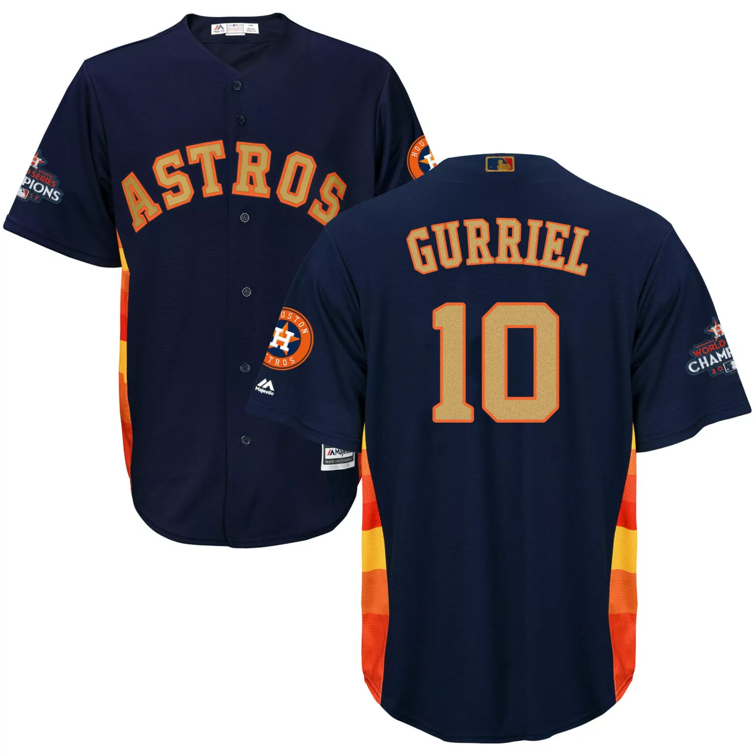 Yuli Gurriel 10 Astros Jersey Navy World Series Champions Men Orange Yellow Cool