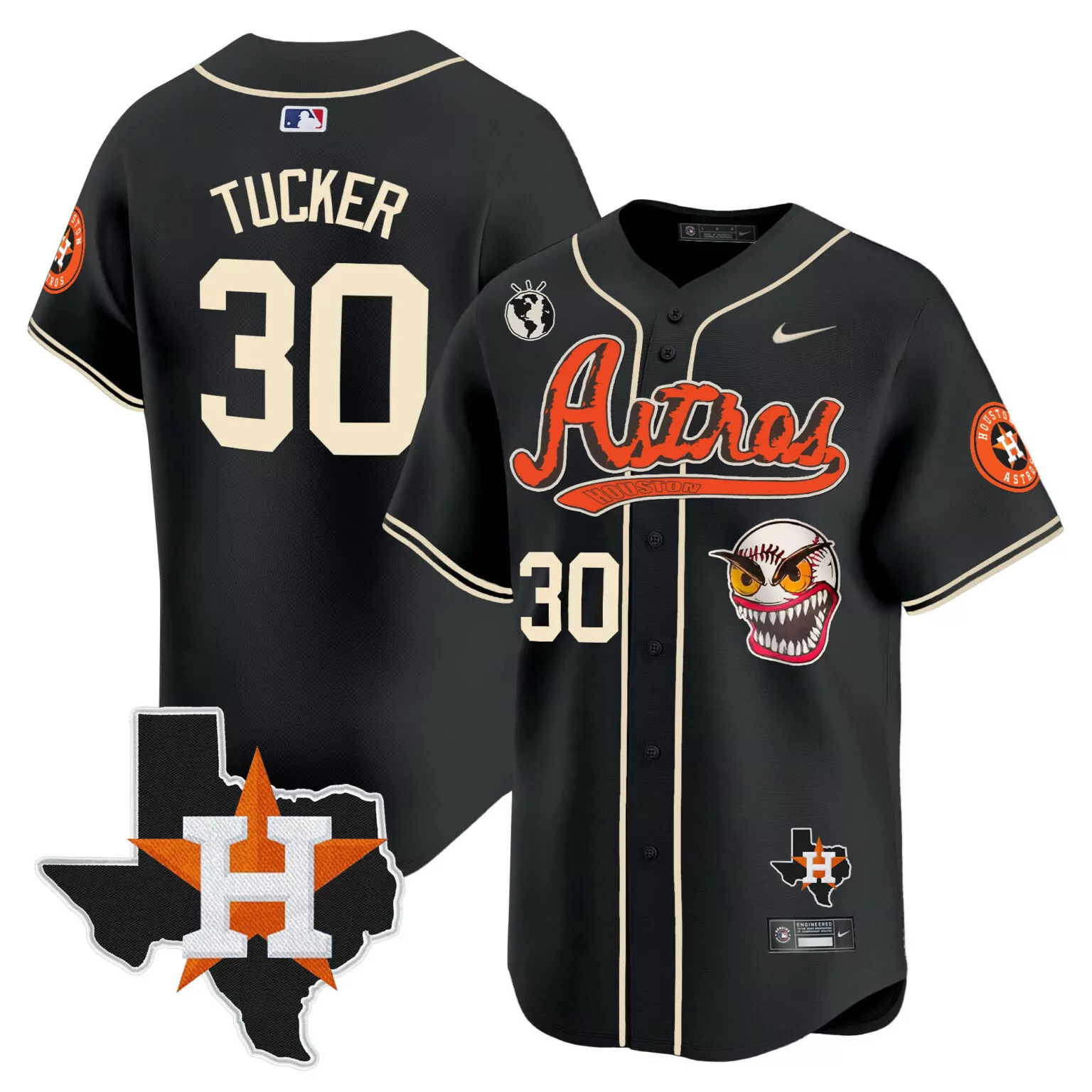 Kyle Tucker 30 Astros Jersey Black City Connect Houston Star Texas Shape Men Orange