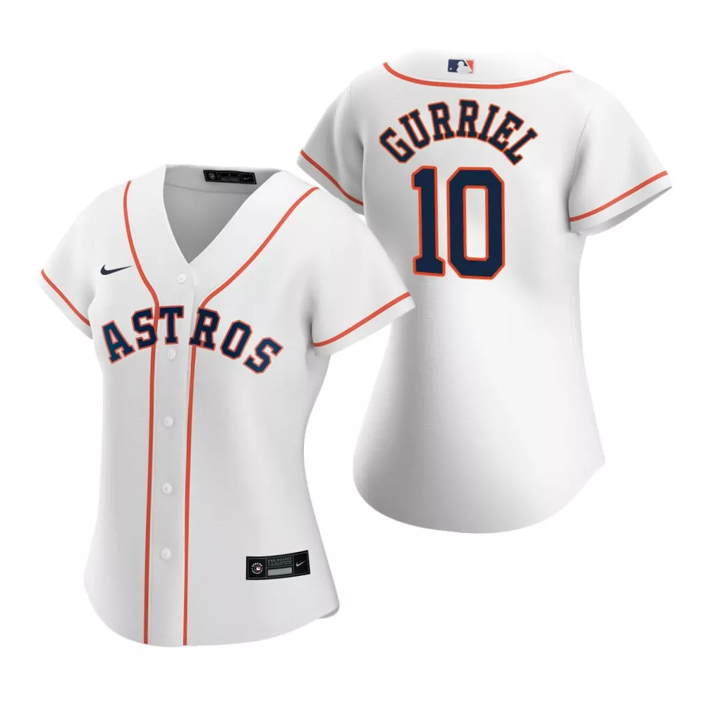 Yuli Gurriel 10 Astros Jersey White Women Navy Blue Orange Alternate