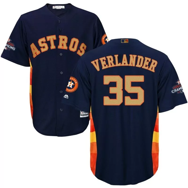 Justin Verlander 35 Astros Jersey Navy Blue Houston Majestic Athletic Men Alternate