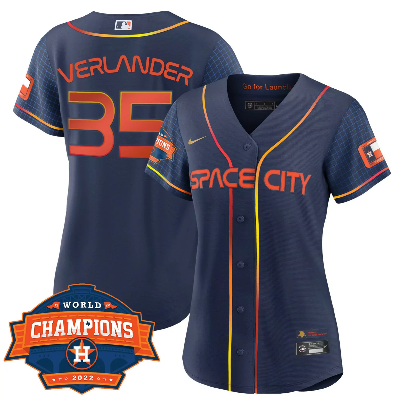 Justin Verlander 35 Jersey Navy Space City Houston Astros World Series Champions 2022