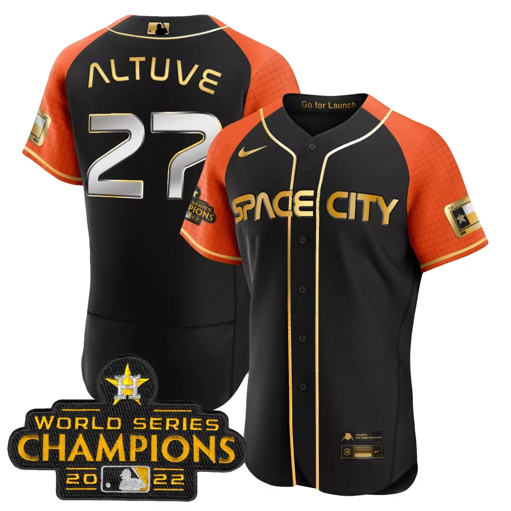 Jos Altuve 27 Houston Astros Jersey Black Space City World Series Champions 2022
