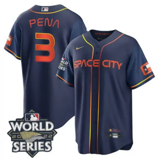 Jeremy Pena 3 Houston Astros Jersey Navy Space City World Series 2022 Men Alternate