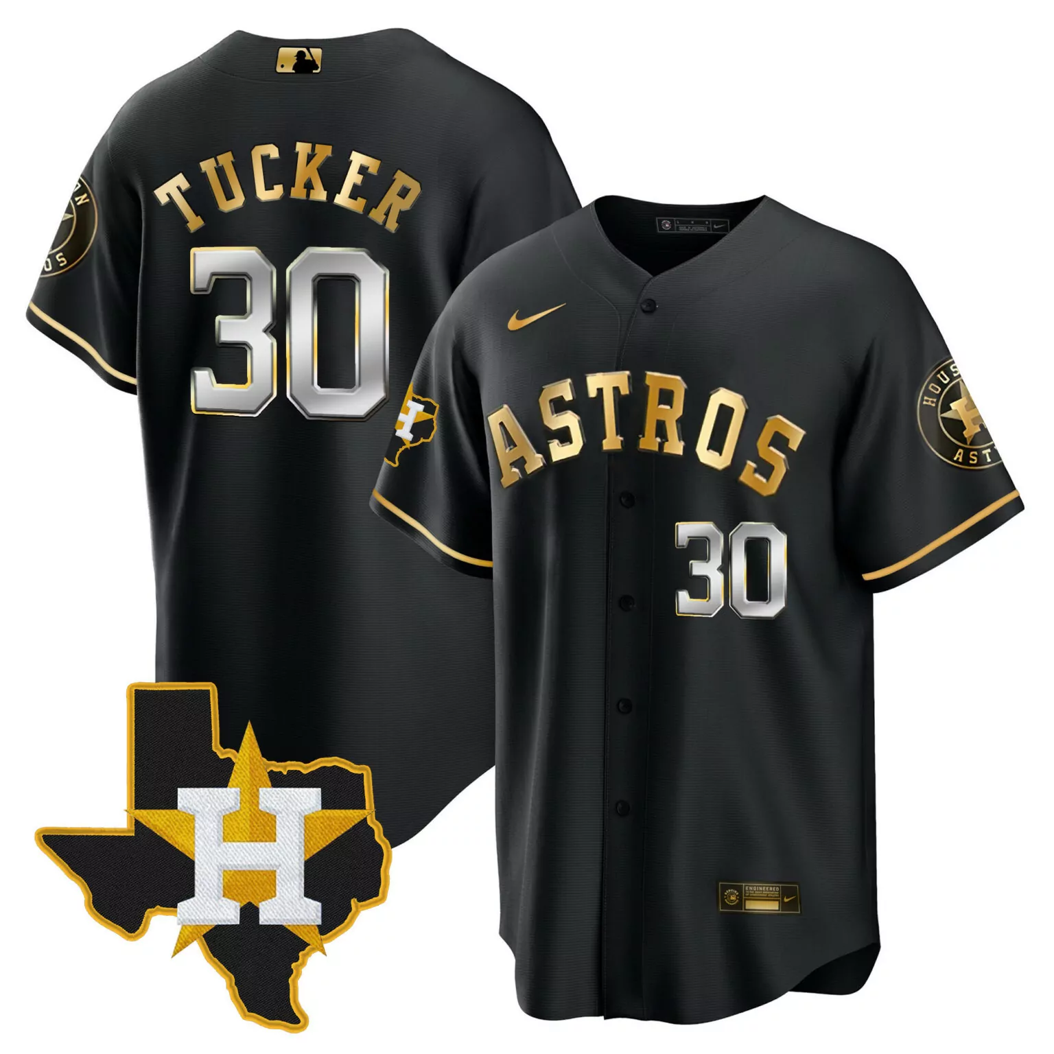 Kyle Tucker 30 Astros Jersey Black Texas Star Men Alternate Gold Silver Cool All