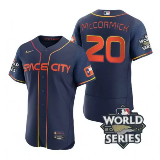 Chas Mccormick 20 Houston Astros Jersey Navy World Series 2022 Men Orange Yellow