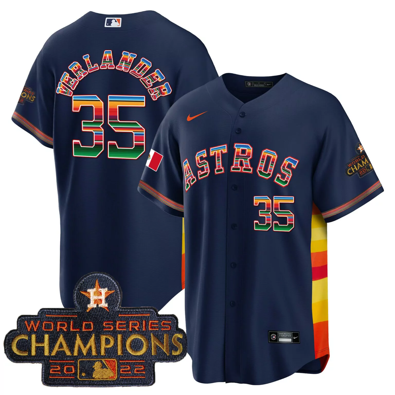 Justin Verlander 35 Astros Jersey Navy World Series Champions 2022 Men Alternate