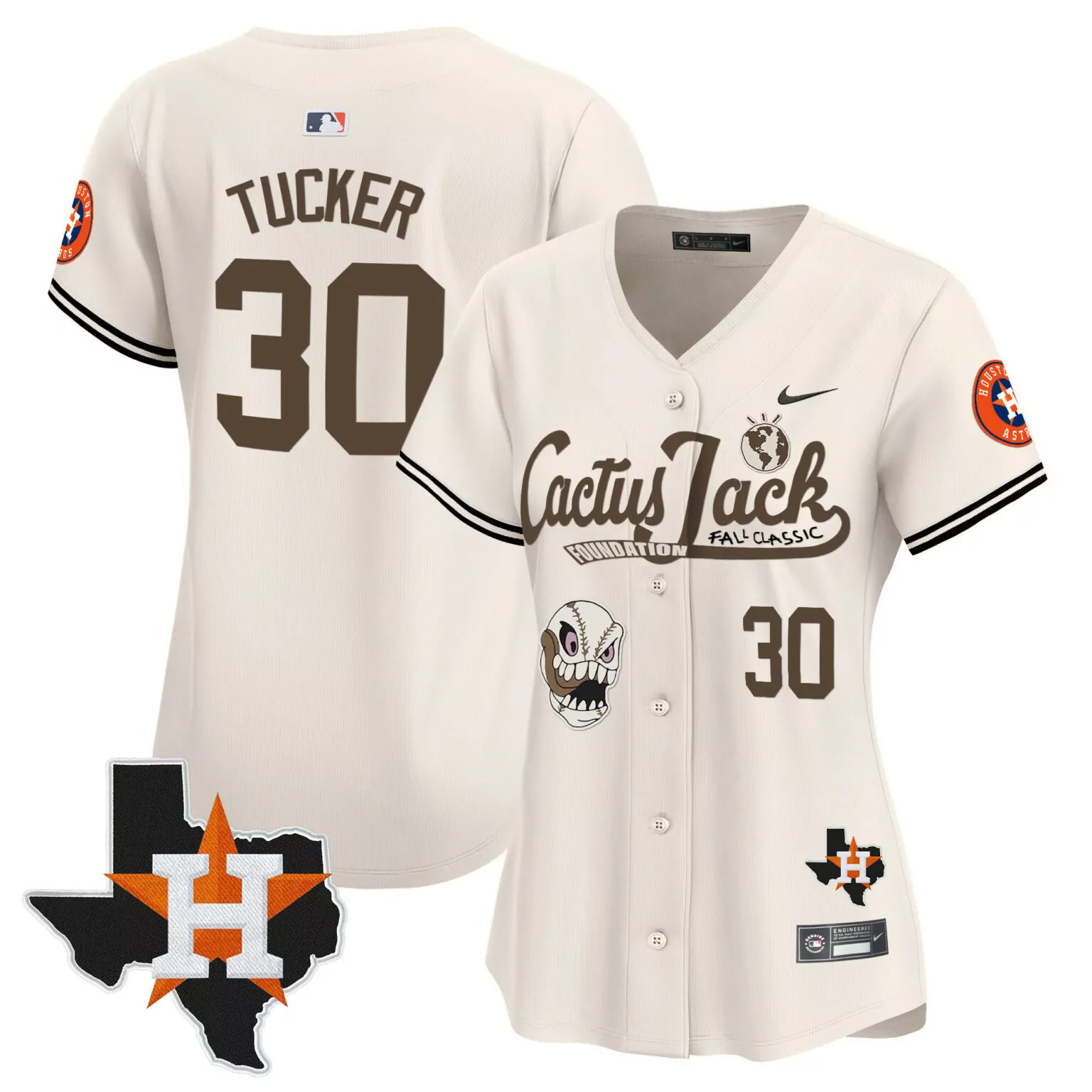 Kyle Tucker 30 Houston Astros Jersey Cream Cactus Jack Fall Classic Foundation Women