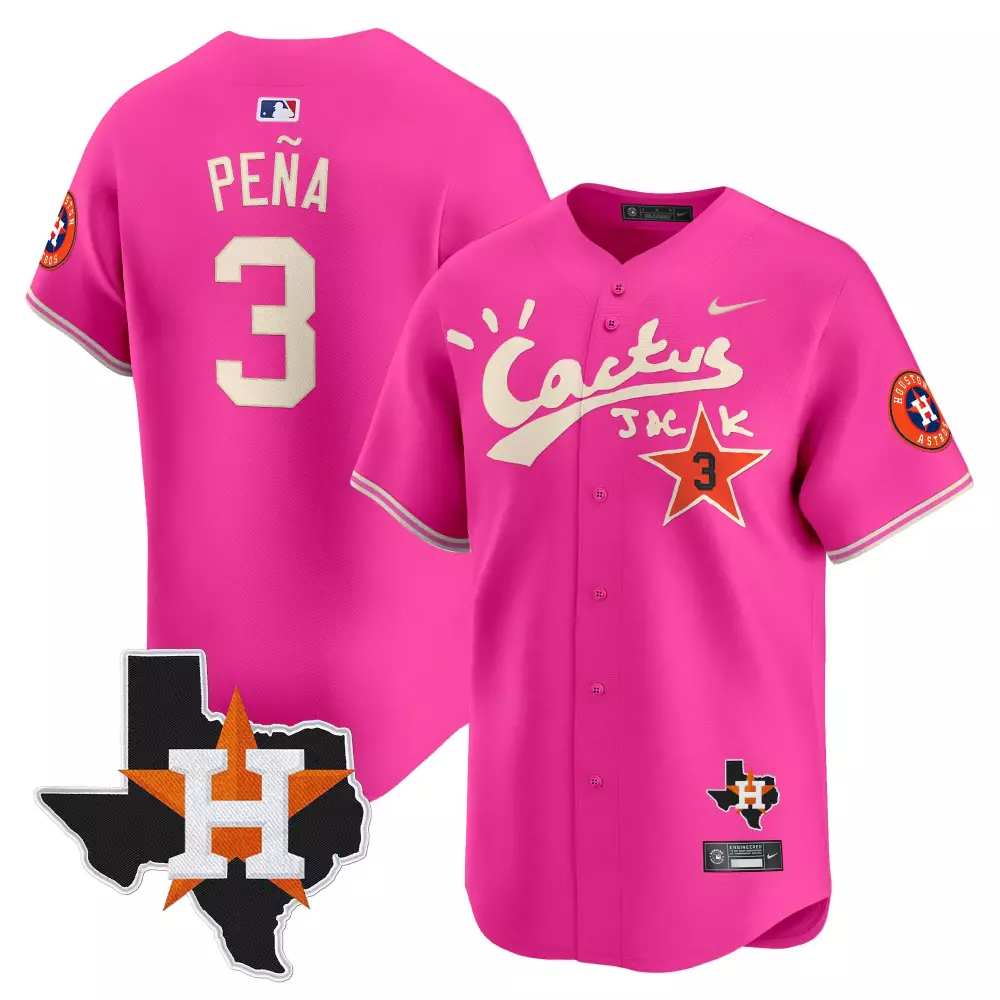 Peña 3 Houston Astros Jersey Pink Cactus Jack Texas Shape Team Men Alternate Cream