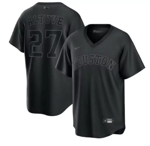 Jose Altuve 27 Houston Jersey Black Men Grey Fashion Replica Stitched