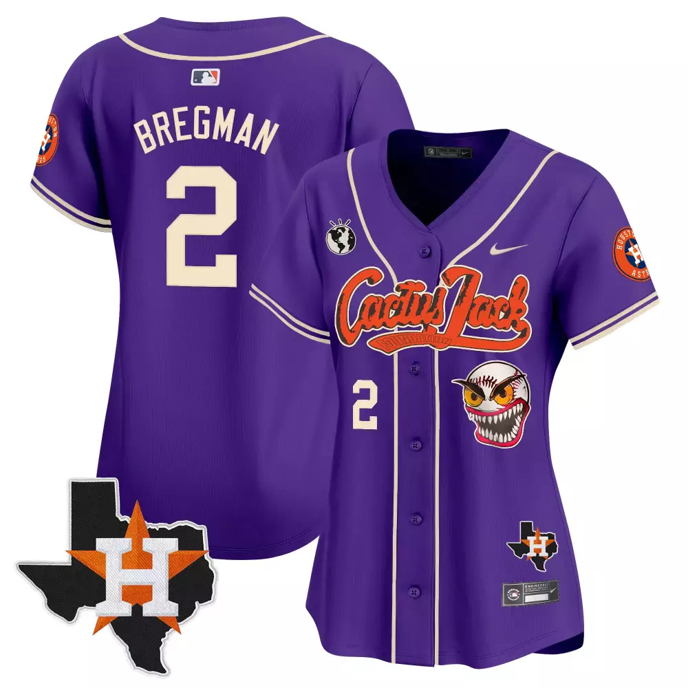 Alex Bregman 2 Houston Astros Jersey Purple Cactus Jack Texas Men Alternate Orange
