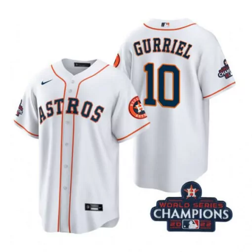 Yuli Gurriel 10 Astros Jersey White World Series Champions 2022 Men Orange Navy Cool