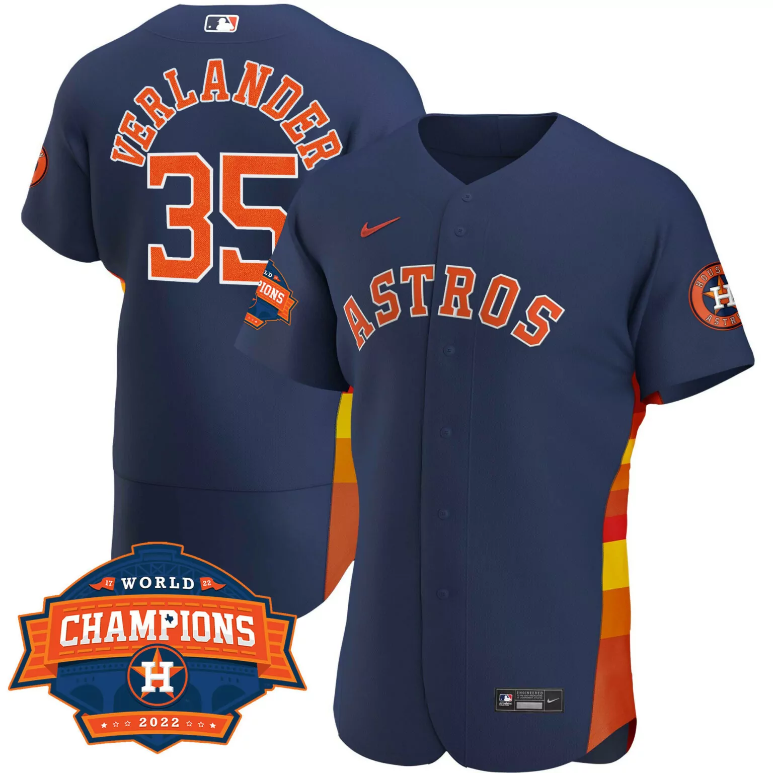 Justin Verlander 35 Astros Jersey Navy World Series Champions 2022 Men Alternate