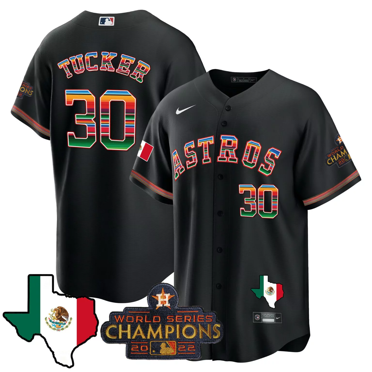 Kyle Tucker 30 Astros Jersey Black World Series Champions 2022 Men Custom Design