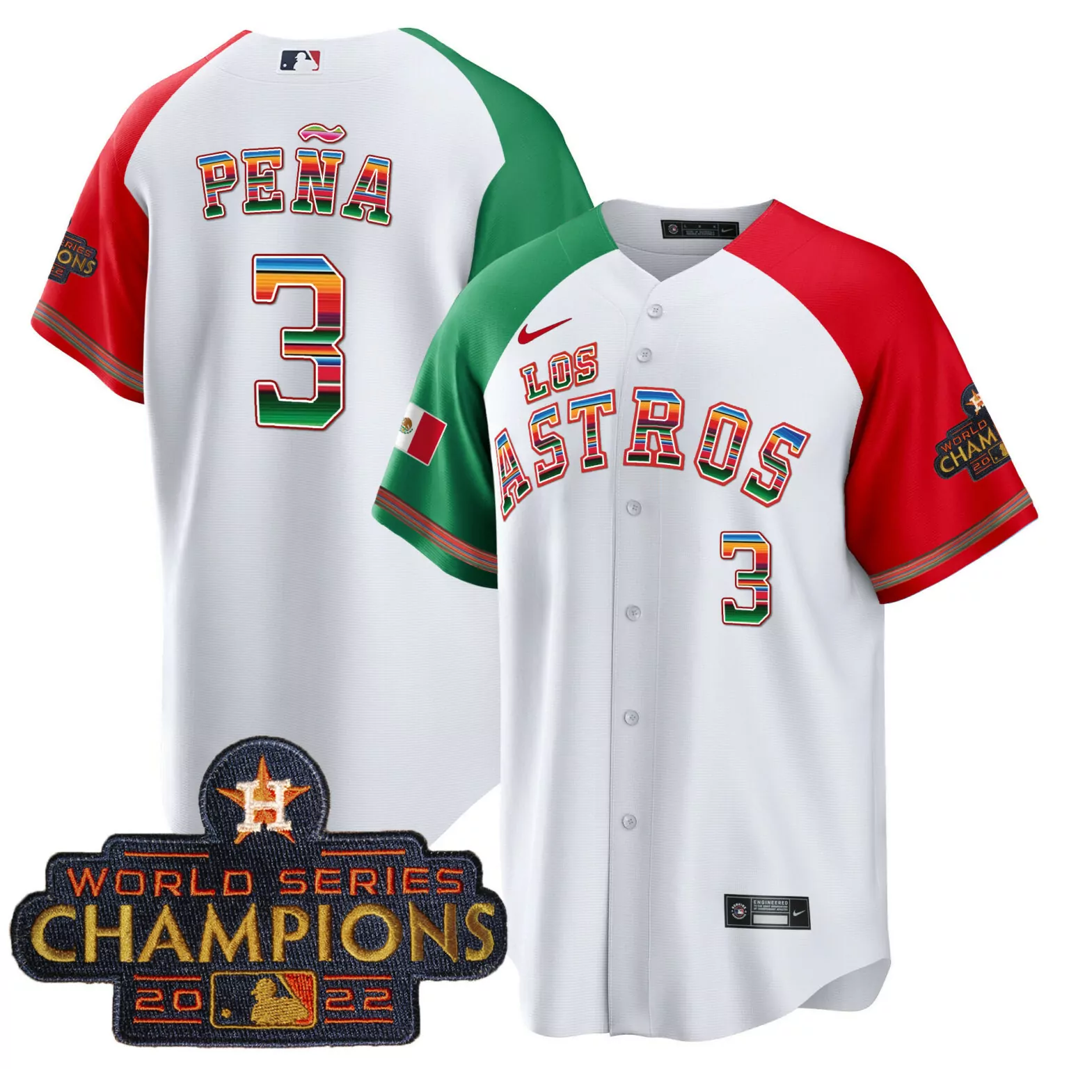Jeremy Pena 3 Houston Astros Jersey White Los World Series Champions 2022 Men Split