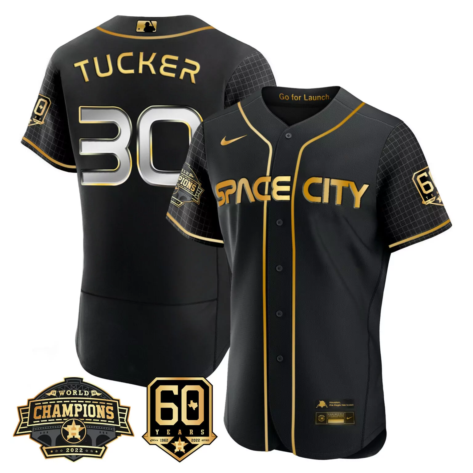 Kyle Tucker 30 Houston Astros Jersey Black Space City World Champions 2022 60 Years 1962-2022