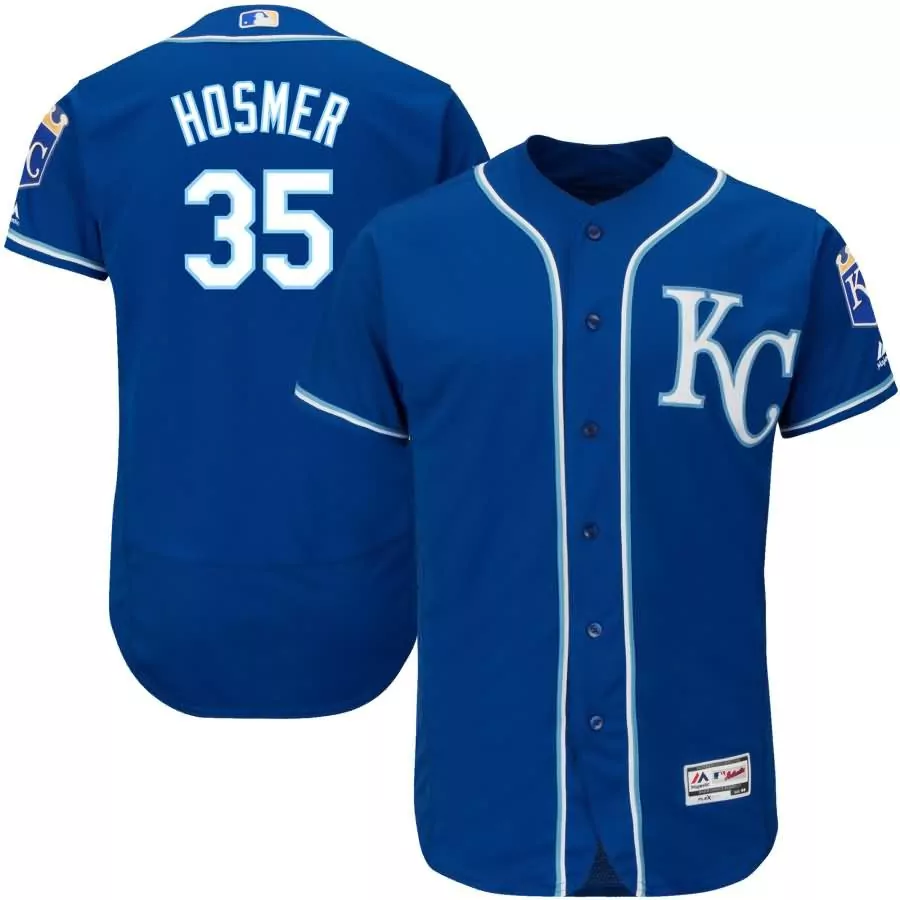 Eric Hosmer 35 Kansas City Royals Jersey Royal Blue Men White Light Alternate Flex
