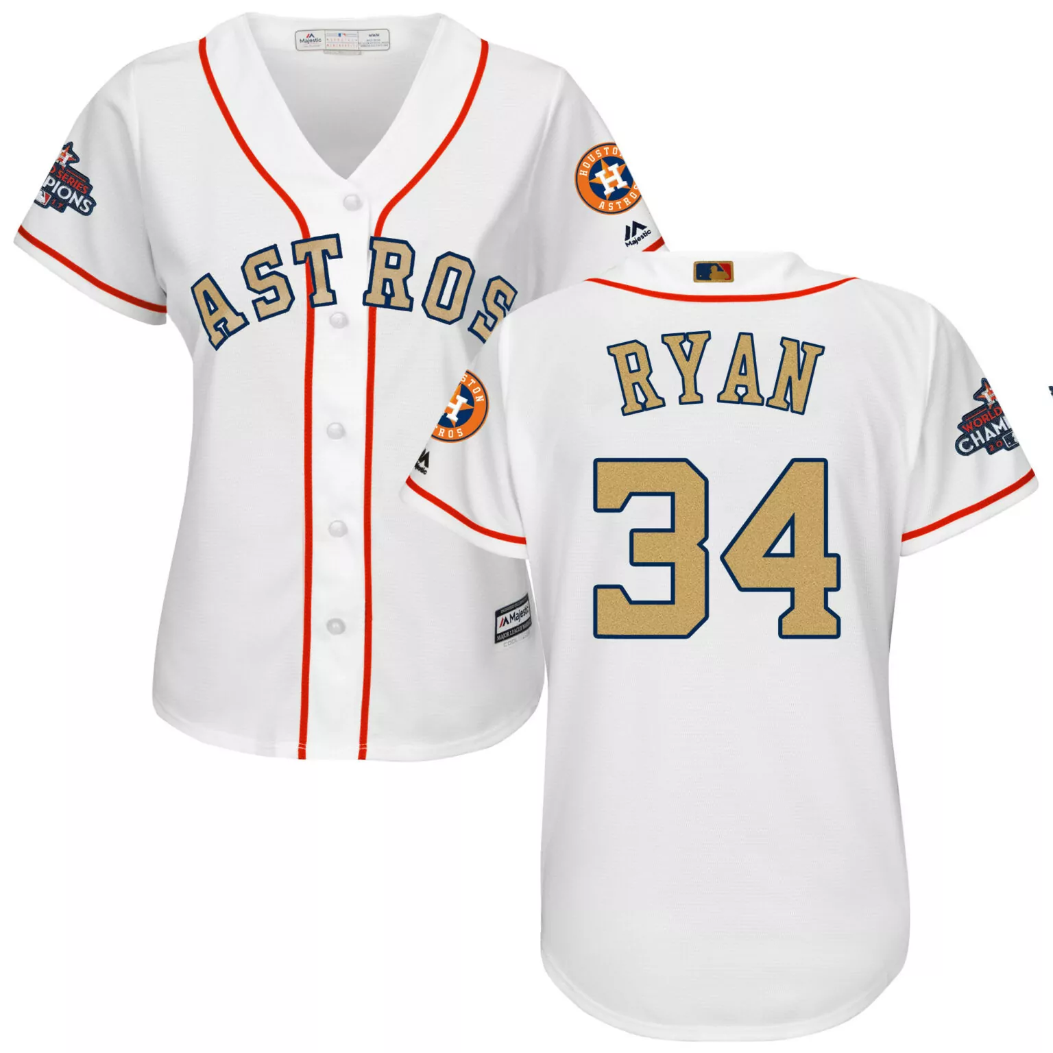 Nolan Ryan 34 Houston Astros Jersey White World Series Champions 2017 Men Orange