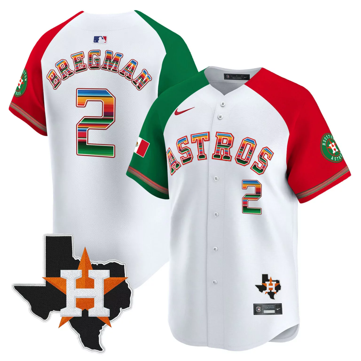Alex Bregman 2 Astros Jersey White Mexican Heritage Men Player Split Custom Design