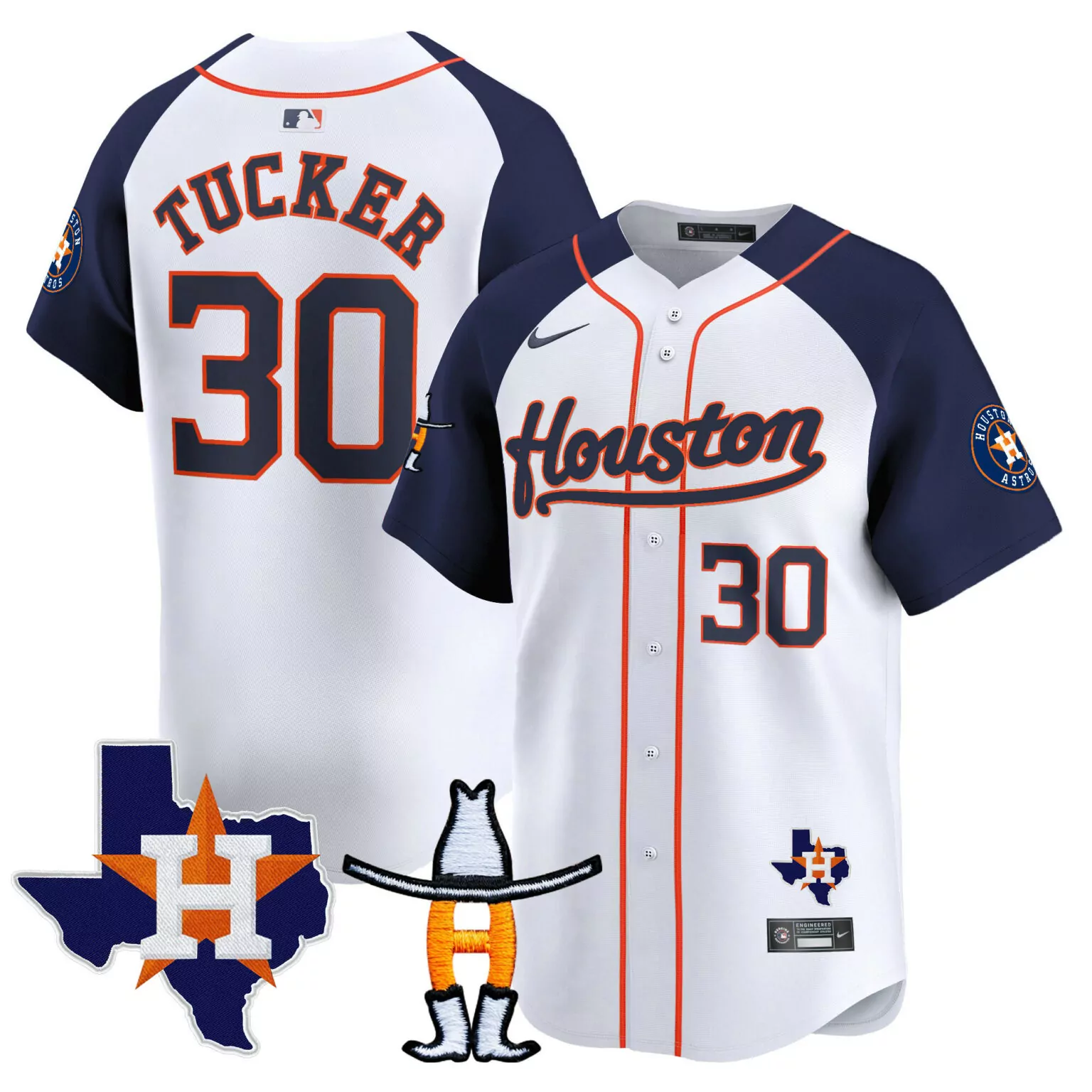Kyle Tucker 30 Houston Astros Jersey White City Connect Texas Map Men Navy Blue Orange