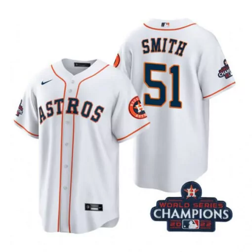 Will Smith 51 Astros Jersey White World Series Champions 2022 Men Orange Navy Cool