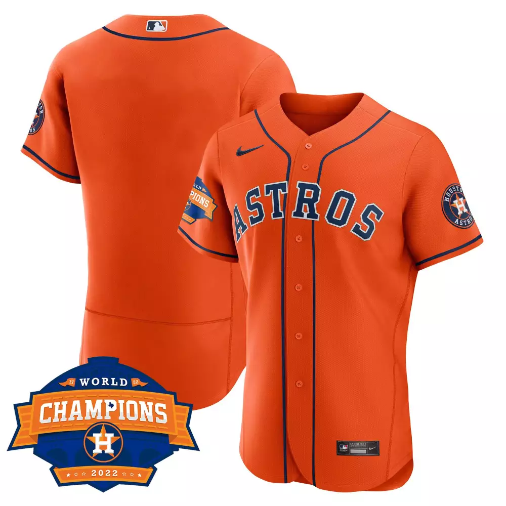Justin Verlander Houston Astros Jersey Orange 2022 World Series Champions Men Navy