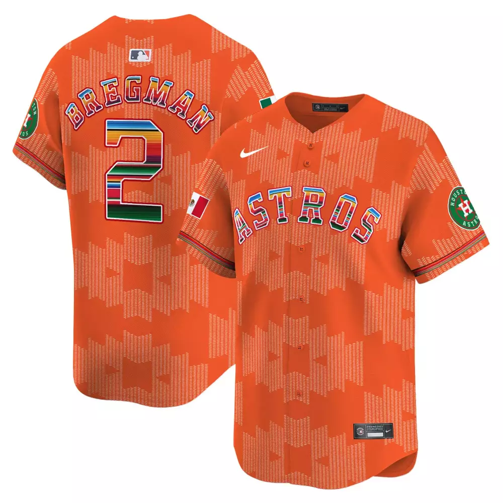 Alex Bregman 2 Astros Jersey Orange Mexico Flag Houston Men Custom Design Green Red