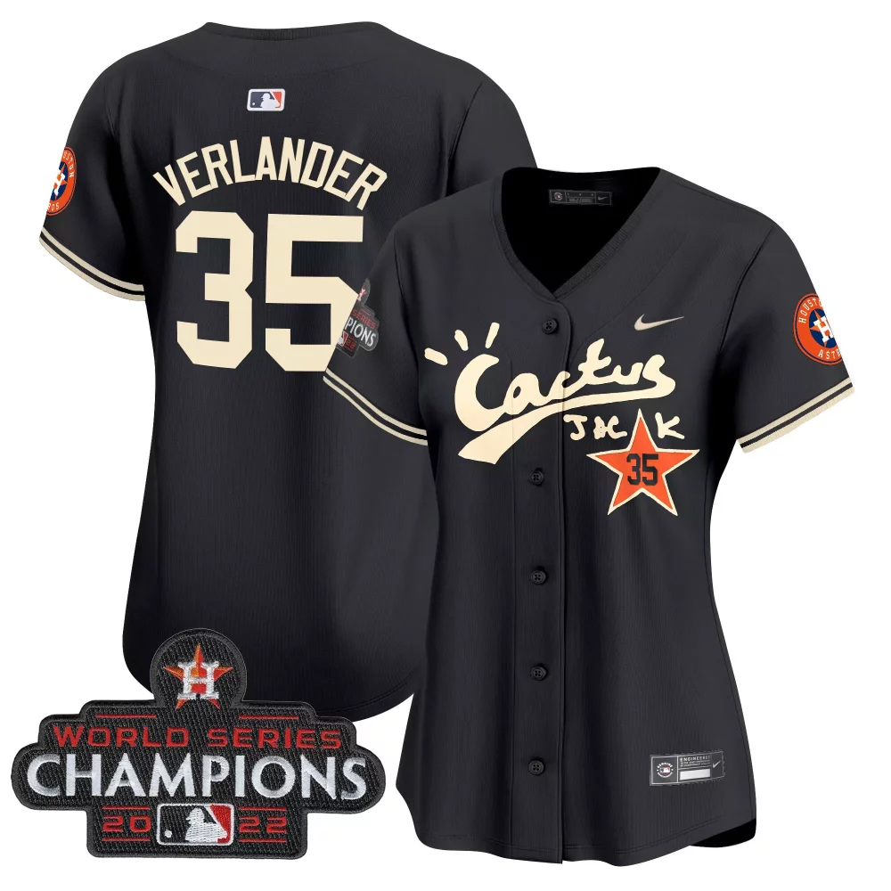 Justin Verlander 35 Jersey Black Cactus Jack Houston Astros 2022 World Series Champions
