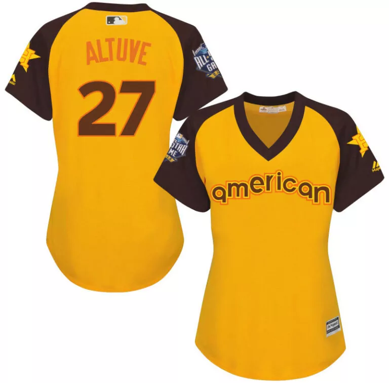 Jose Altuve 27 Houston Astros Jersey Yellow All-star Game Women Split Brown Cool