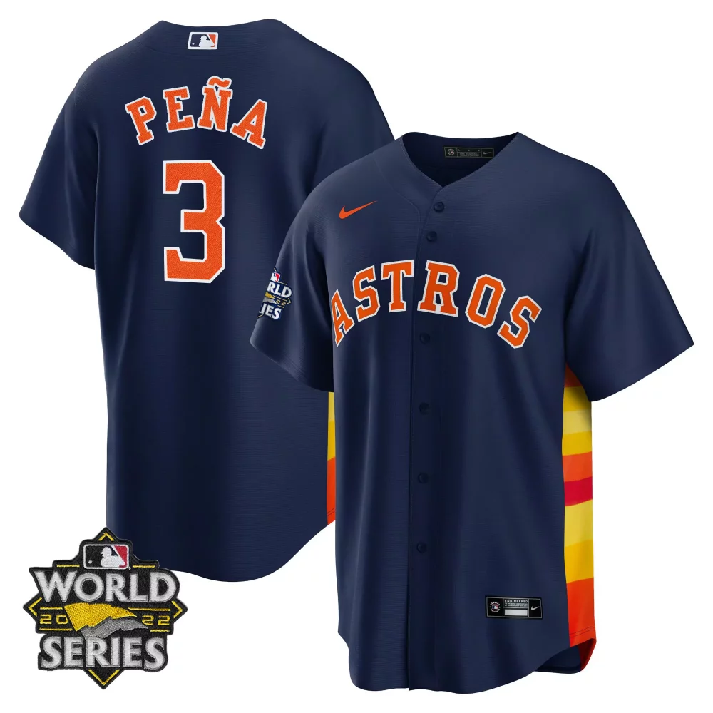 Jeremy Pena 3 Astros Jersey Navy World Series 2022 Men Alternate Orange Yellow Red