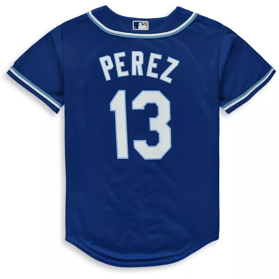 Salvador Perez 13 Jersey Blue Toronto Jays Men White Light Alternate Cool Base