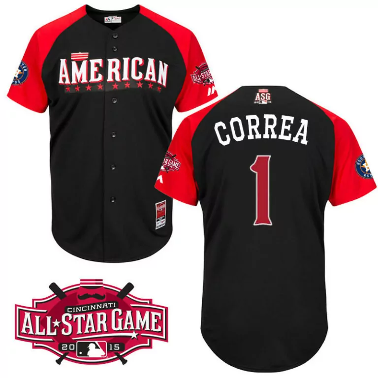 Carlos Correa 1 Houston Astros Jersey Black MLB All-star Game Cincinnati 2015 Men