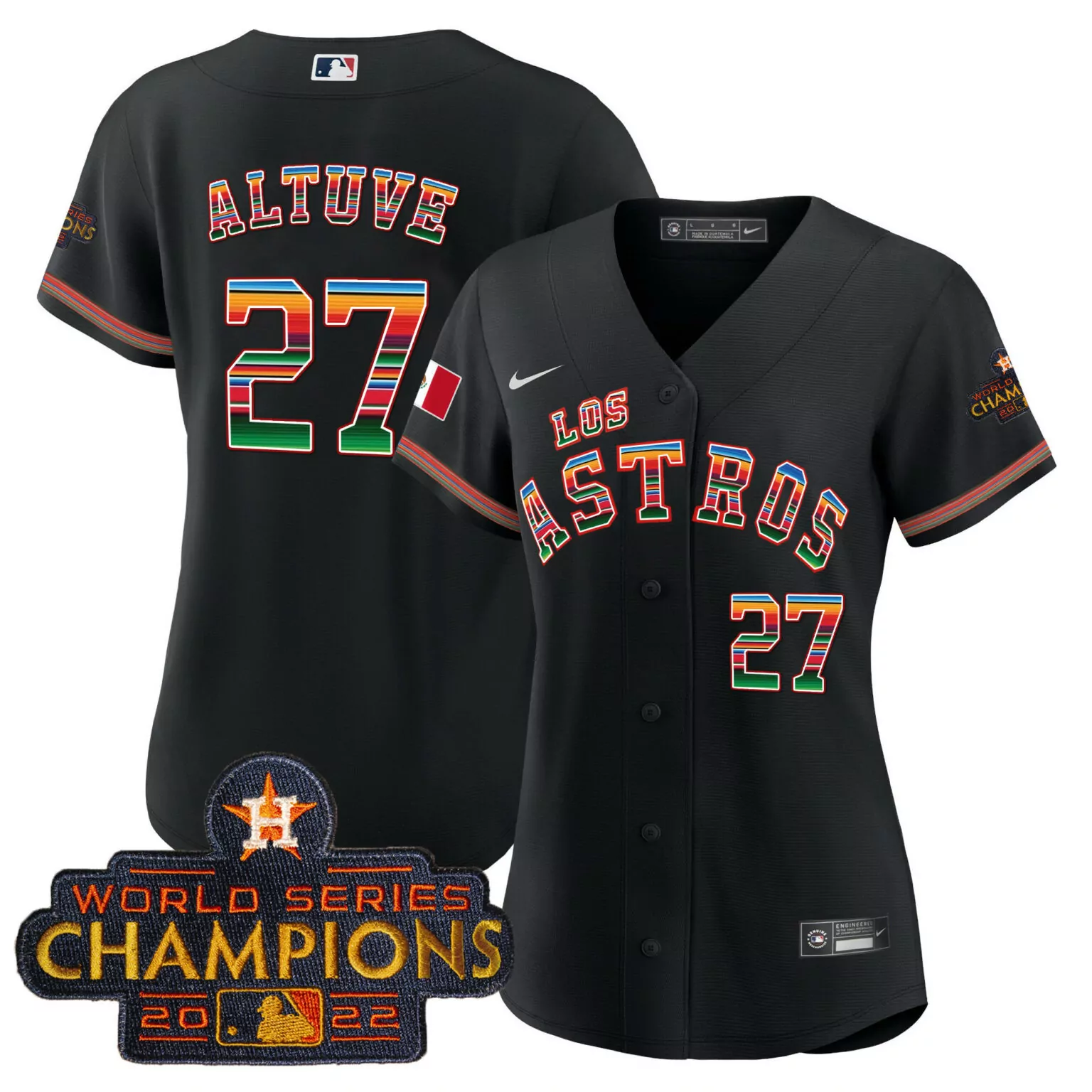 Jose Altuve 27 Los Angeles Astros Jersey Black World Series Champions 2022 Men Split