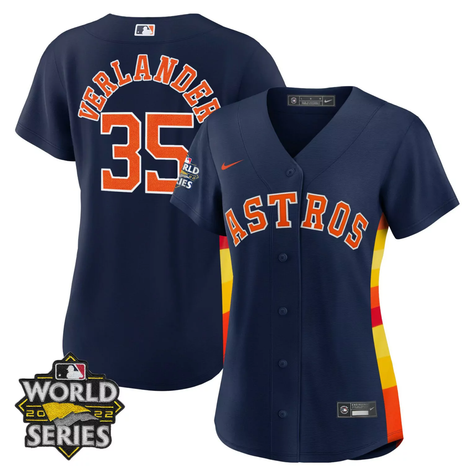 Justin Verlander 35 Astros Jersey Navy World Series 2022 Men Alternate Orange Yellow