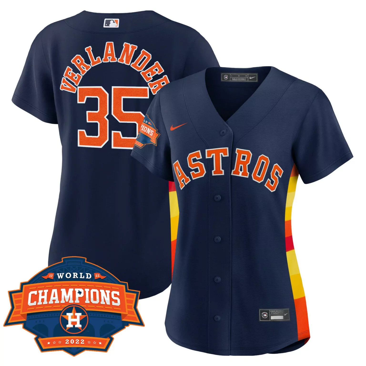 Justin Verlander 35 Astros Jersey Navy World Series Champions 2022 Men Alternate