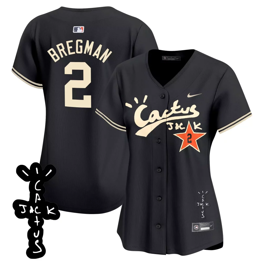 Alex Bregman 2 Houston Astros Jersey Black Cactus Jack Men Cream Orange Vapor Premier