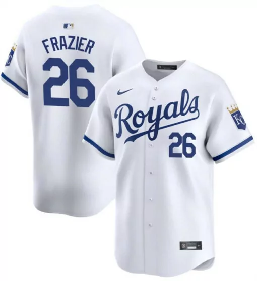 Adam Frazier 26 Royals Jersey White Kc Men Blue Home Cool Base Stitched