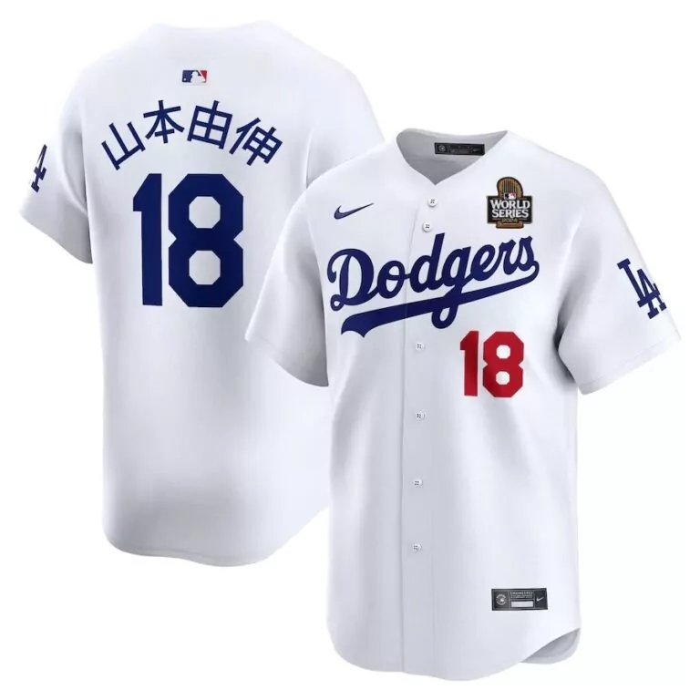 Yoshinobu Yamamoto 18 Dodgers Jersey White World Series 2020 Men Blue Red Home Limited