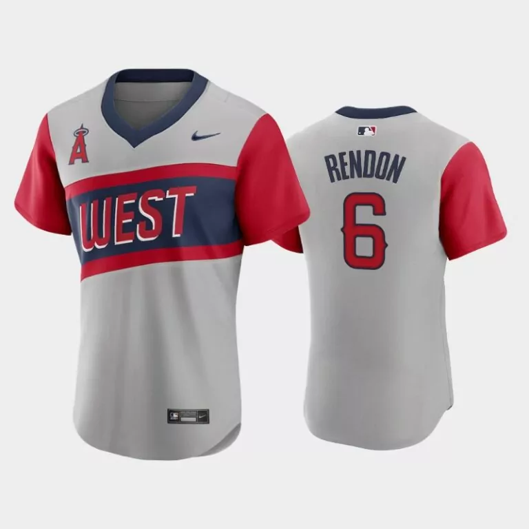 Anthony Rendon 6 Jersey Gray Los Angeles Angels Men Split Design Red Navy Blue Classic