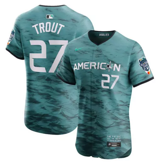 Mike Trout 27 American League Jersey Teal All-star Game 2023 Asg 23 Men Custom Design