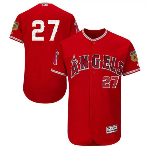 Custom Angels 27 Jersey Red All-star Game Majestic Men White Gray