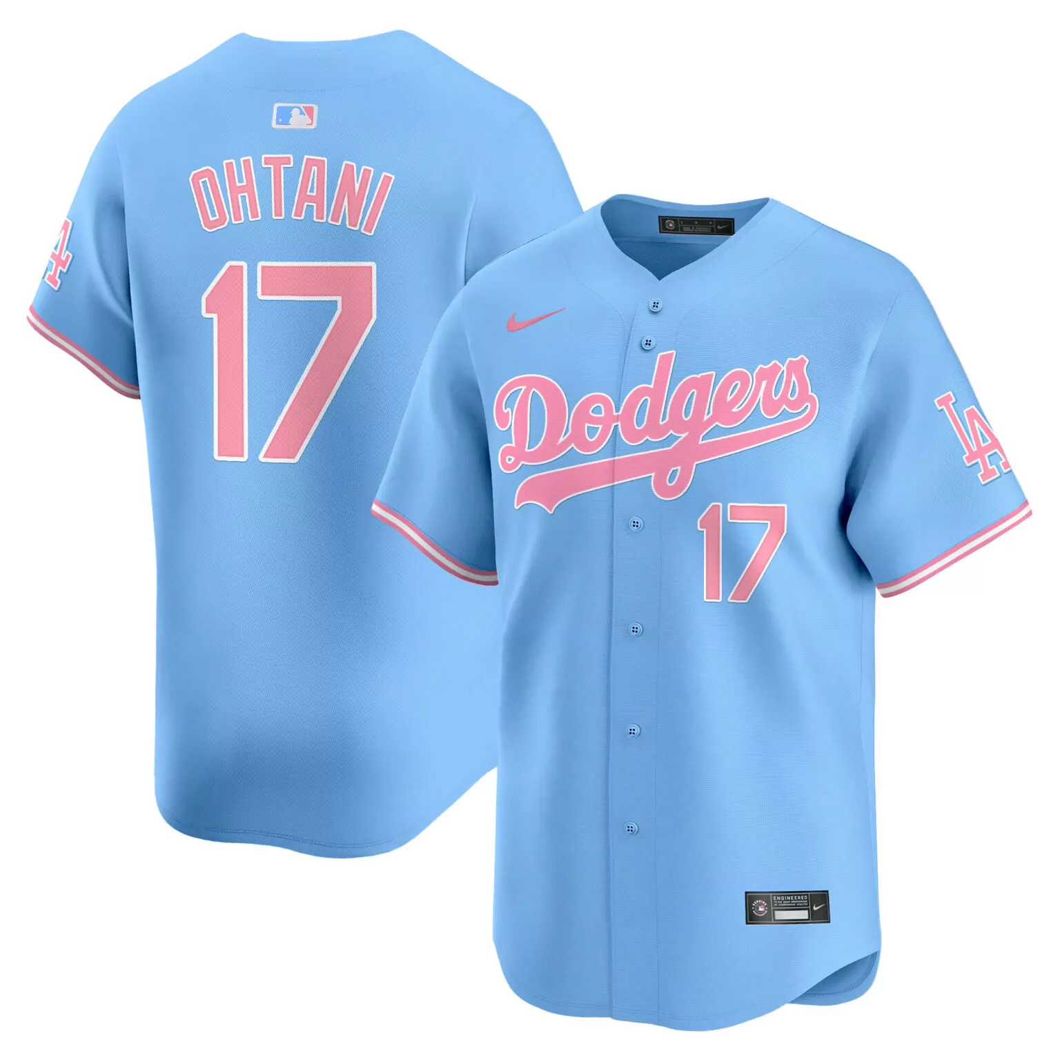 Shohei Ohtani 17 Dodgers Jersey Light Blue Men Pink Unisex All Stitched